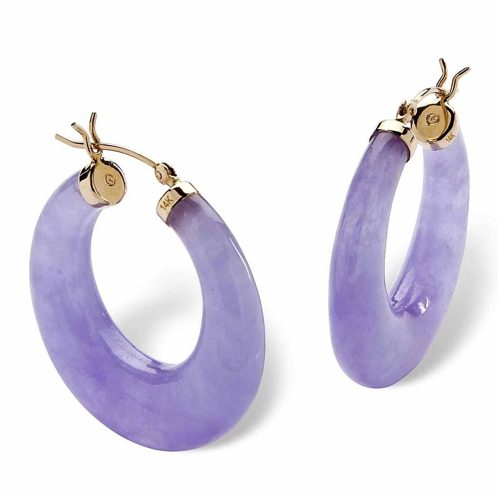 商品Palm Beach Jewelry|Genuine Lavender Jade 14k Yellow Gold Hoop Earrings,价格¥1797,第1张图片