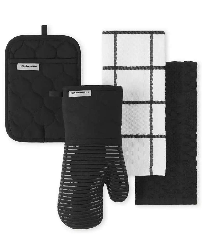 商品KitchenAid|Quilted Cotton Terry Cloth Kitchen Towel, Oven Mitt, Potholder 4-Pack Set,,价格¥377,第1张图片