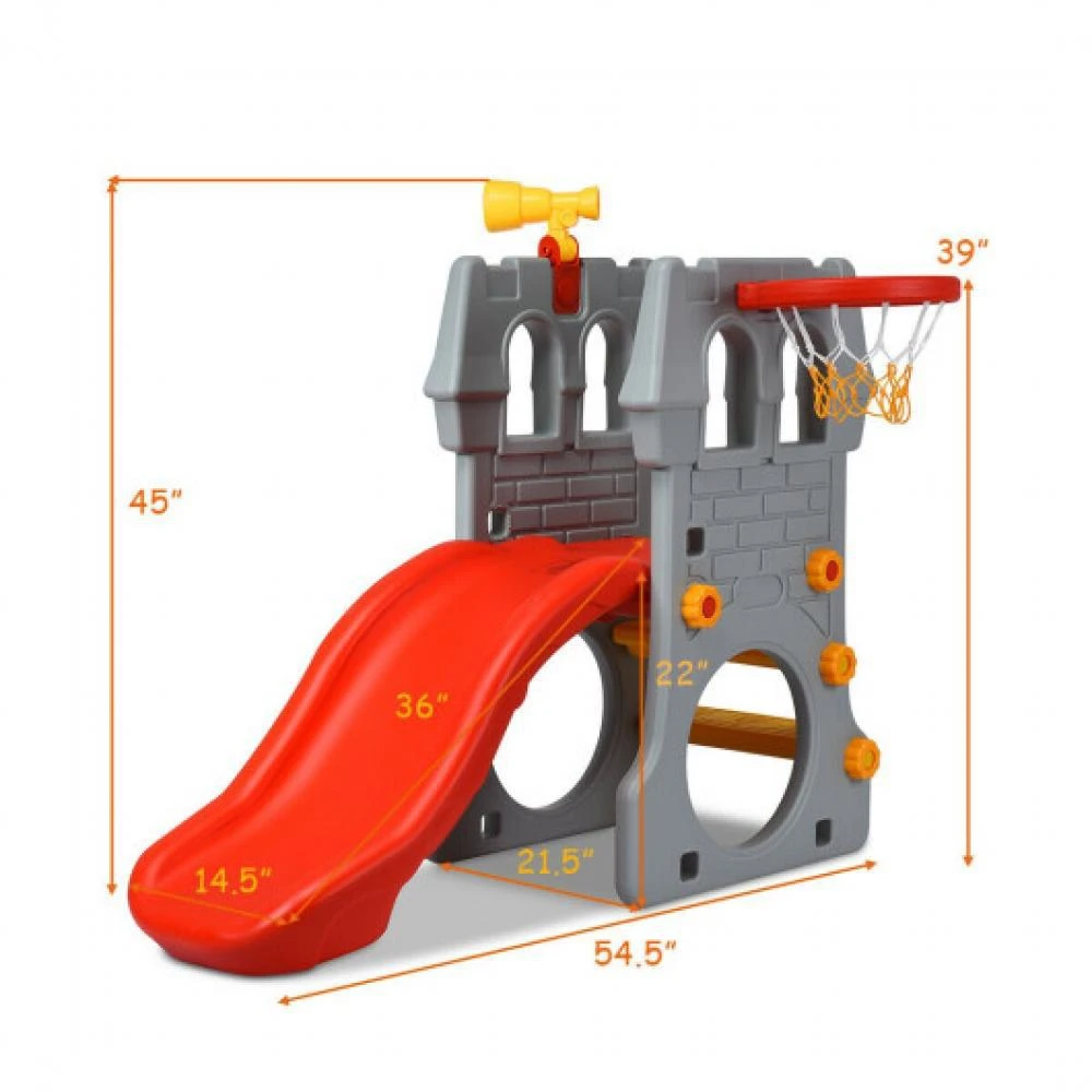 商品Hivvago|5 in 1 Toddler Climber Slide Playset with Basketball Hoop and Telescope,价格¥1832,第5张图片详细描述
