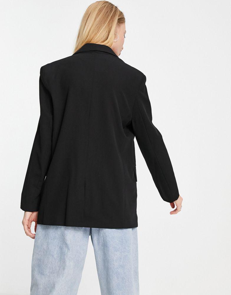 Bershka core oversized blazer in black商品第2张图片规格展示