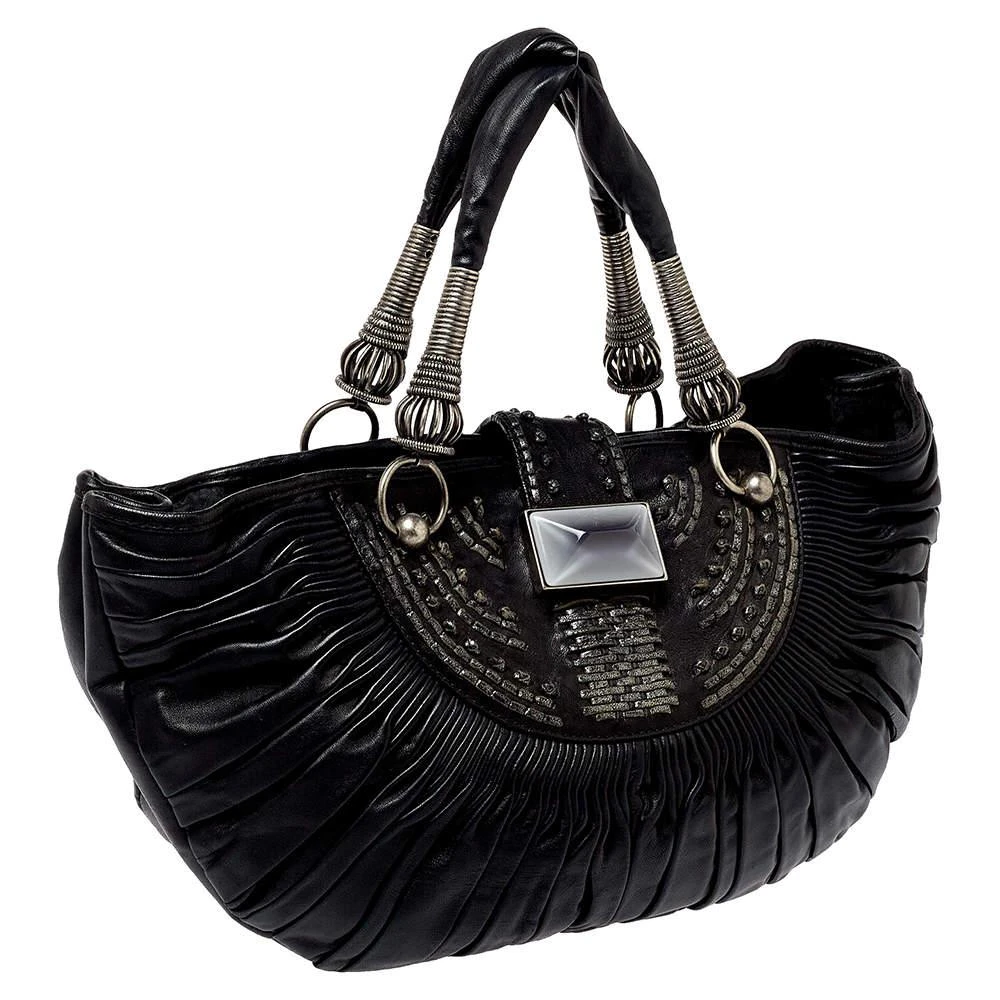 商品[二手商品] Dior|Dior Black Pleated Leather Plisse Tote,价格¥4590,第3张图片详细描述
