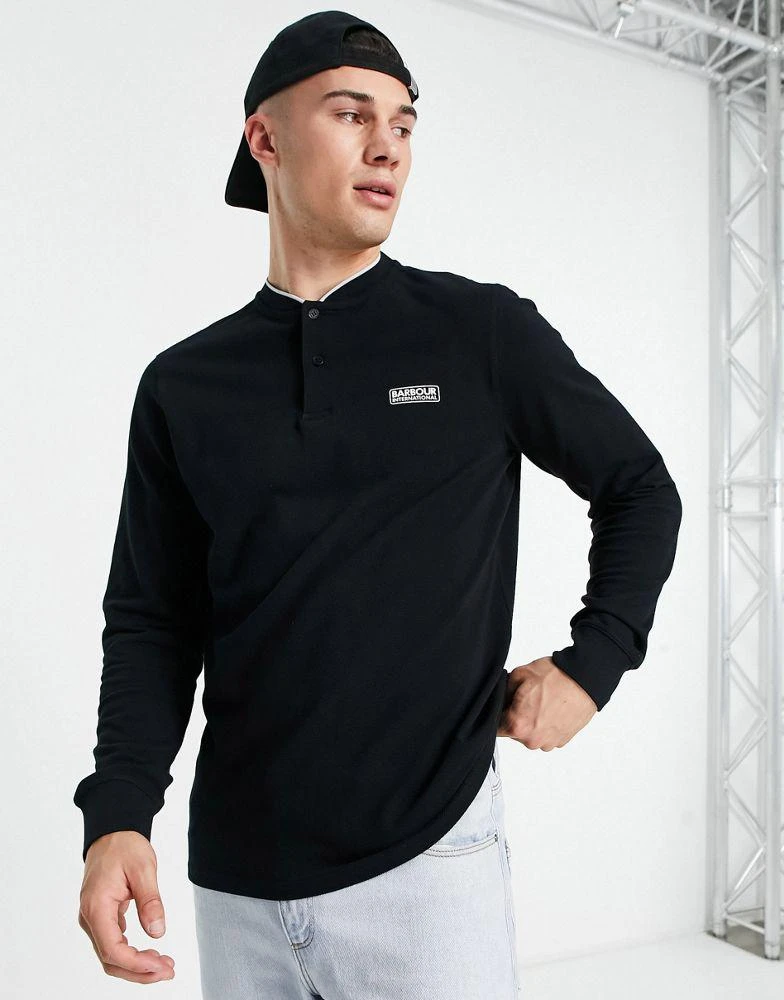 商品Barbour|Barbour International Circuit long sleeve polo in black,价格¥595,第1张图片