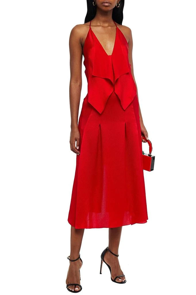 商品ROLAND MOURET|Tolima ruffled hammered silk-blend satin midi dress,价格¥2970,第4张图片详细描述