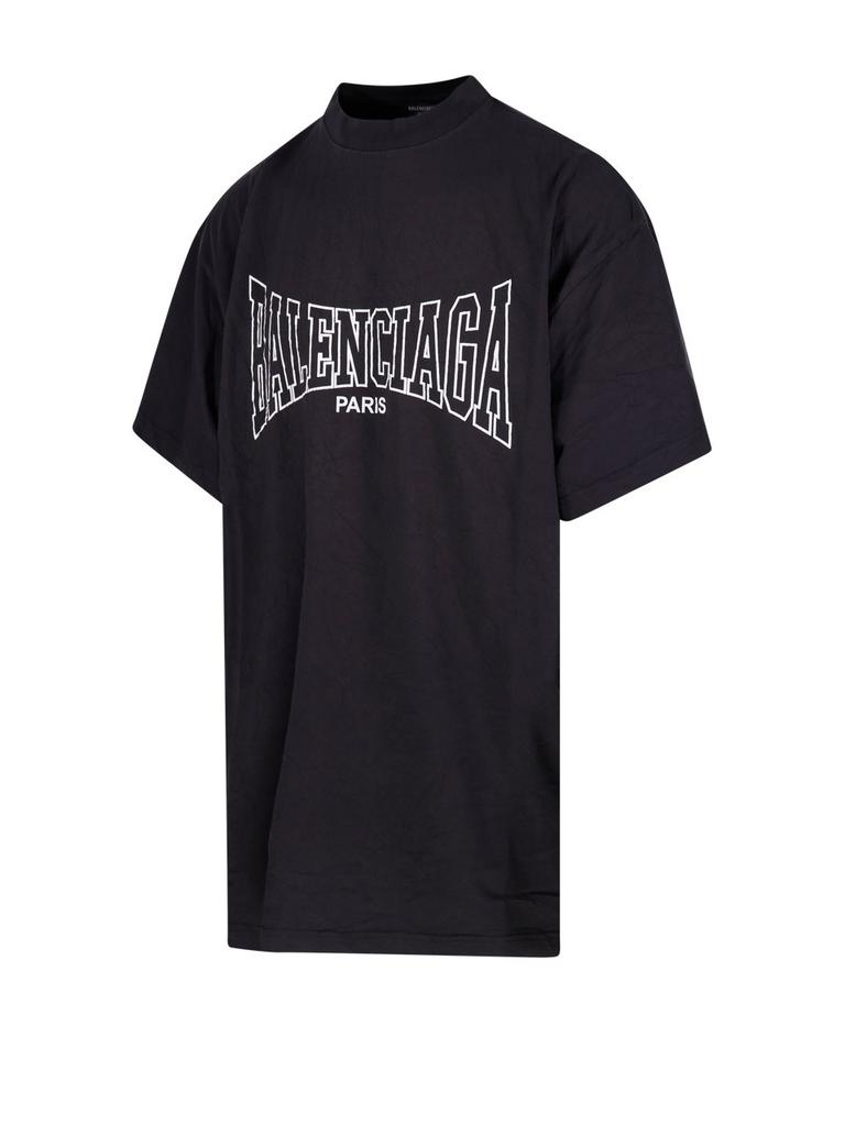 【関税送料込み】BALENCIAGA Point Logo Oversized T-Shirt Oversized logo cotton T-shirt in black - Balenciaga | Mytheresa