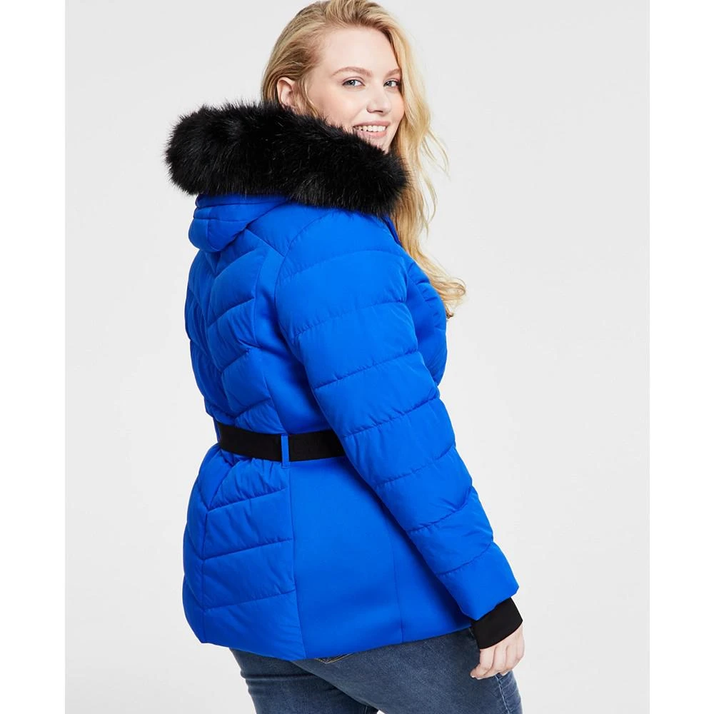 商品Michael Kors|Women's Plus Size Faux-Fur-Trim Hooded Puffer Coat, Created for Macy's,价格¥1543,第2张图片详细描述