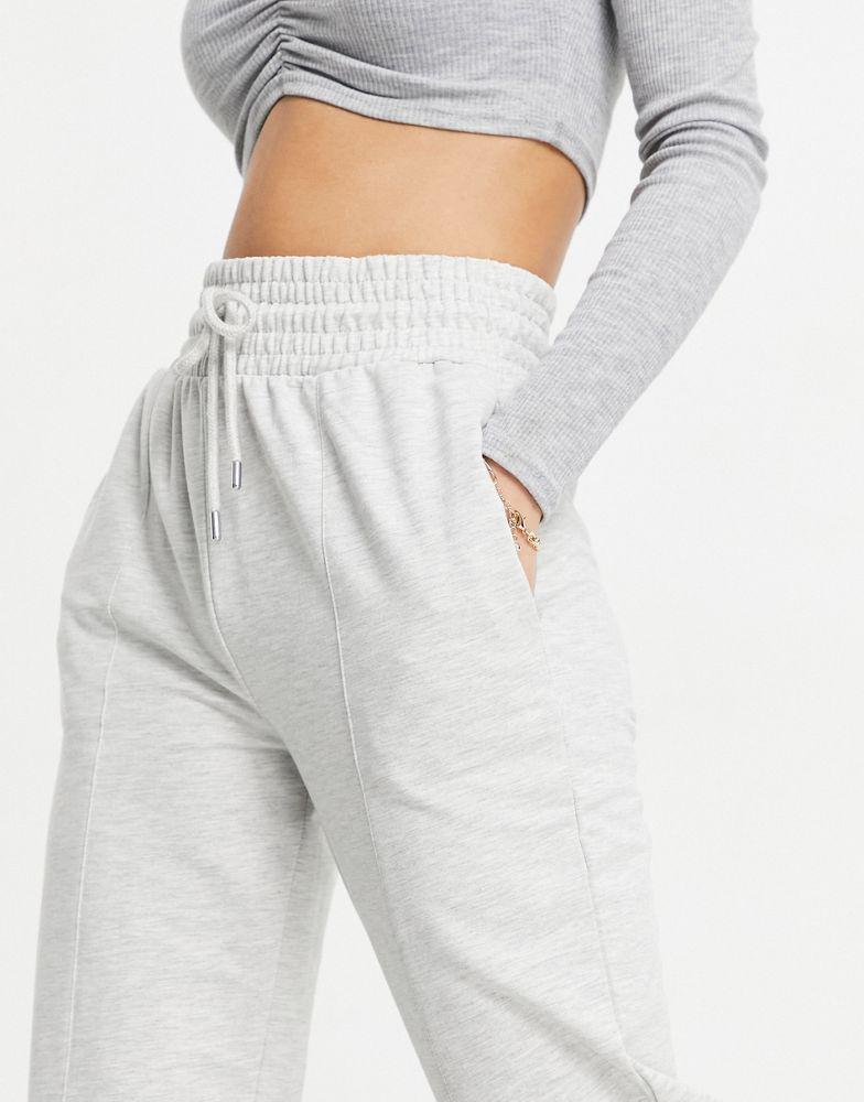 ASOS DESIGN Tall straight leg jogger with deep waistband and pintuck in grey marl商品第3张图片规格展示