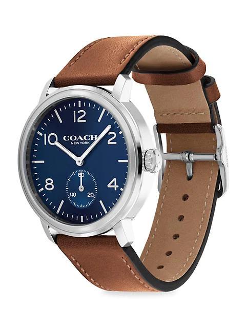 商品Coach|Harrison Stainless Steel Leather Strap Watch,价格¥1284,第5张图片详细描述