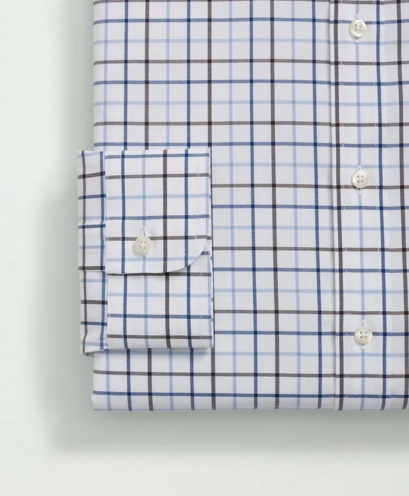 商品Brooks Brothers|Stretch Supima® Cotton Non-Iron Pinpoint Polo Button-Down Collar, Windowpane Dress Shirt,价格¥910,第3张图片详细描述