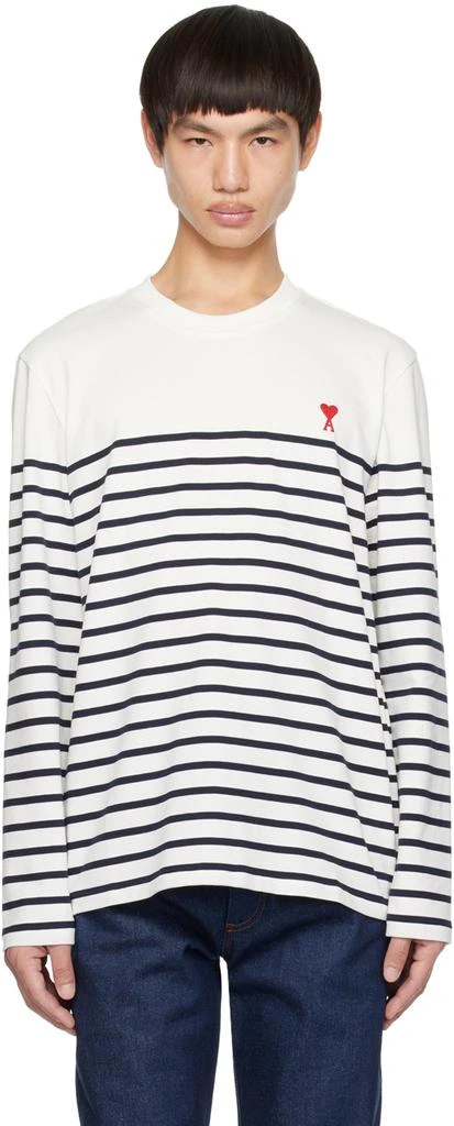 商品AMI|White & Navy Ami de Cœur T-Shirt,价格¥832,第1张图片