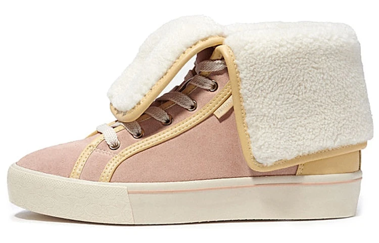 商品[国内直发] Coach|蔻驰 皮革 系带 高帮 时尚板鞋 女款 粉色,价格¥700,第1张图片