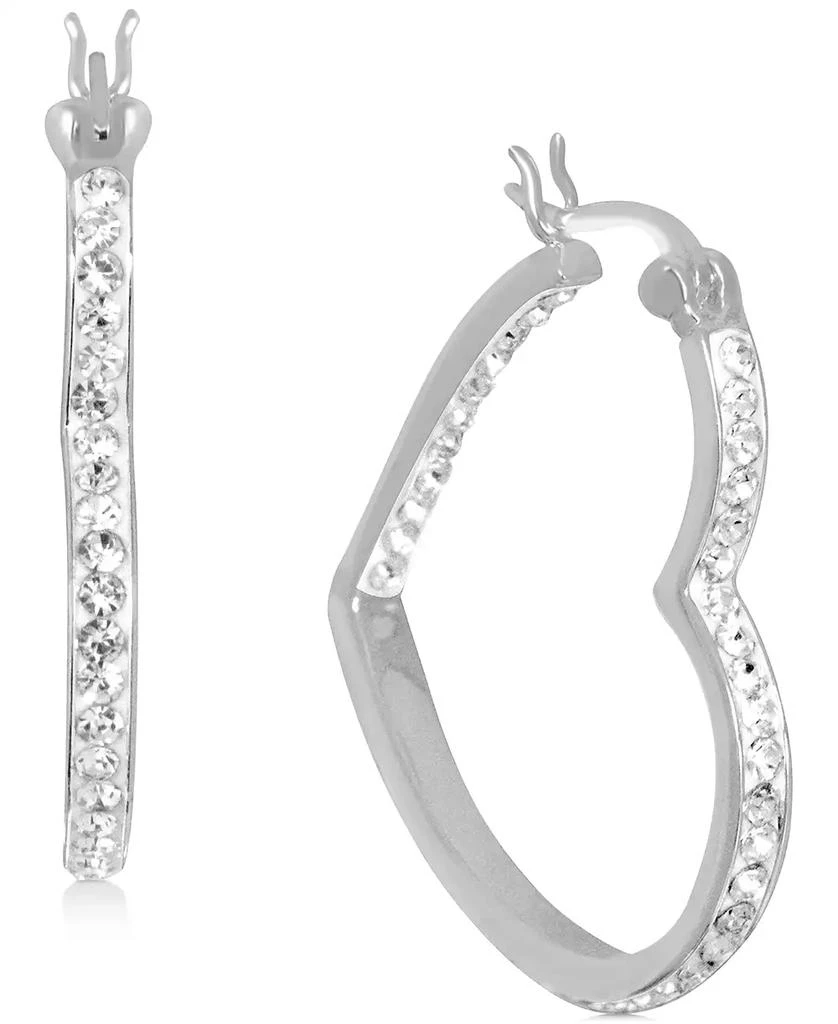 商品Essentials|Crystal Heart Hoop Earrings in Silver-Plate,价格¥114,第1张图片