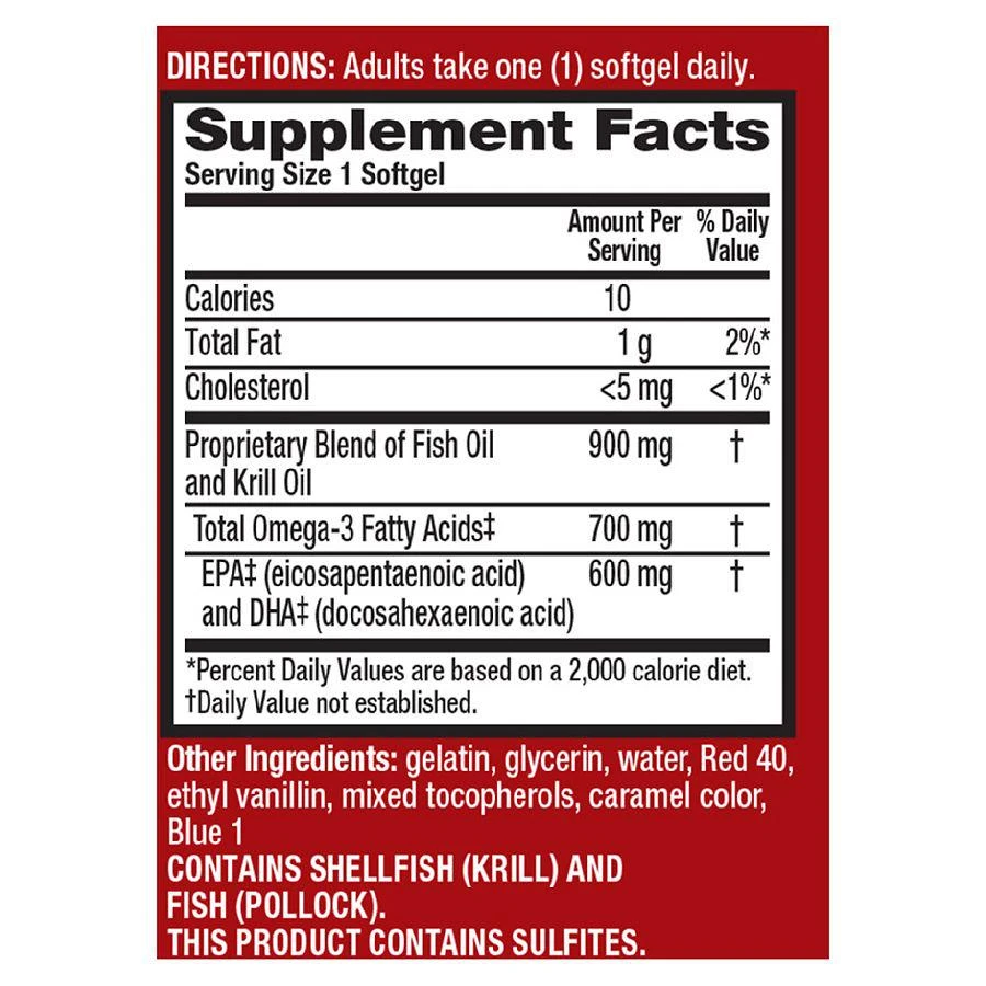 商品MegaRed|Advanced 4in1 500mg Omega-3 Fish + Krill Oil Supplement Softgel,价格¥243,第4张图片详细描述