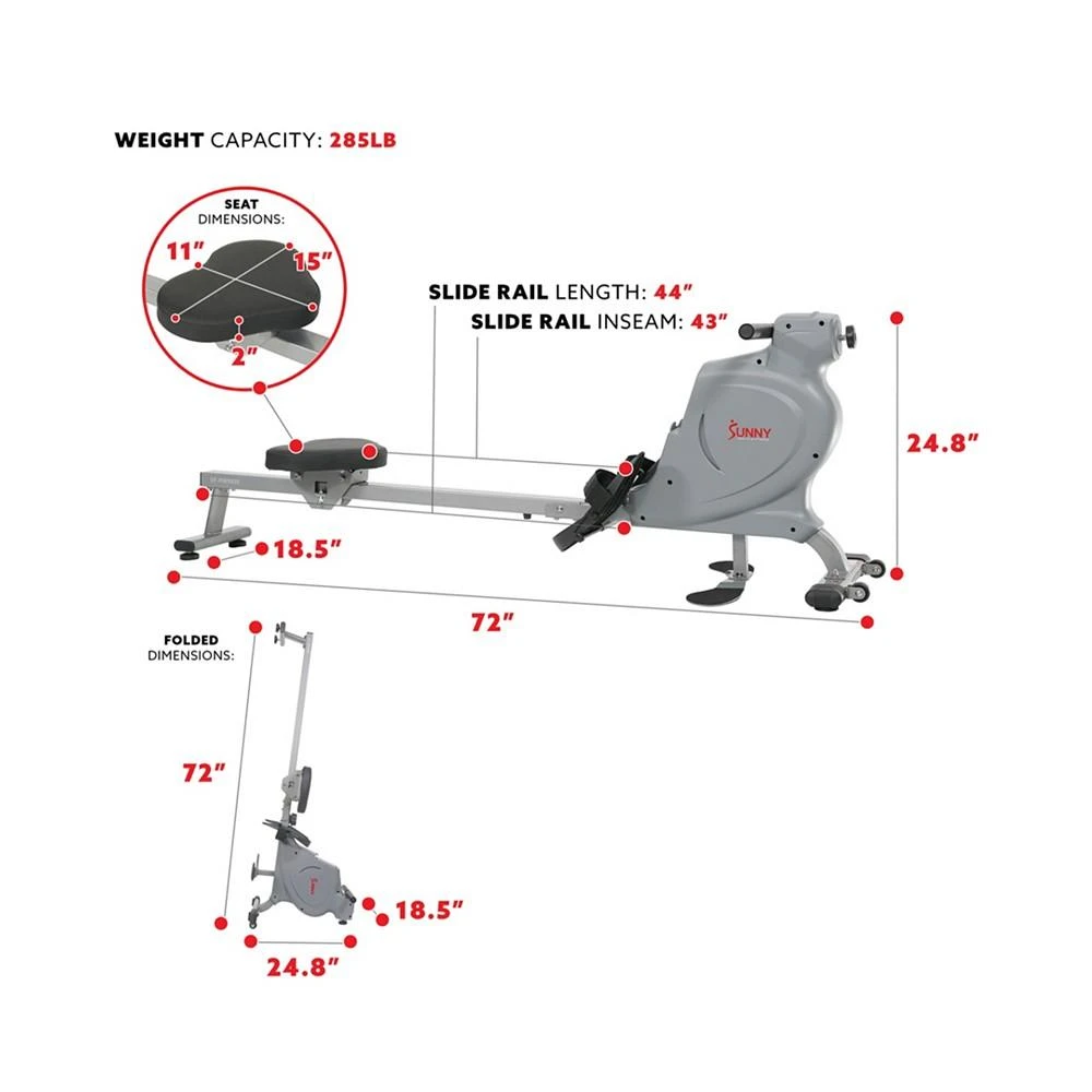 商品Sunny Health & Fitness|Dual Rower Rowing Machine, Sf-Rw5935,价格¥3936,第5张图片详细描述