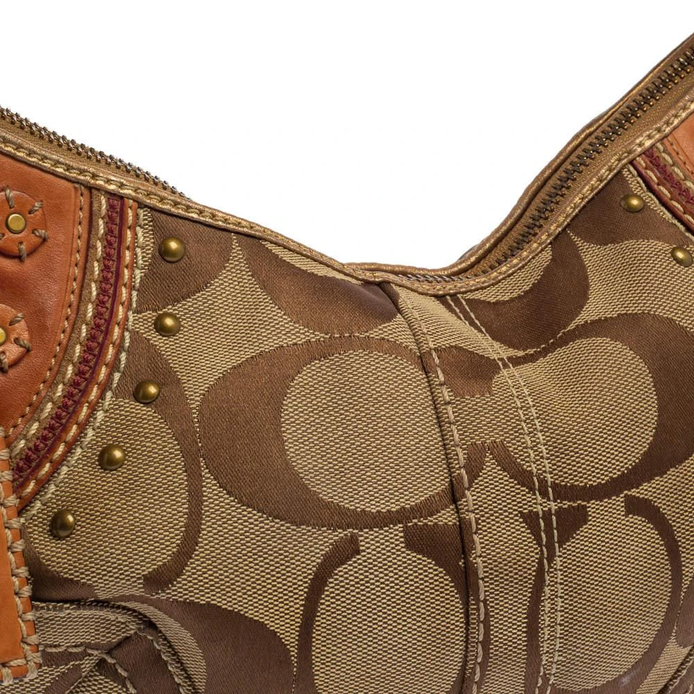 商品[二手商品] Coach|Coach Beige/Brown Signature Canvas and Leather Hobo,价格¥1150,第5张图片详细描述