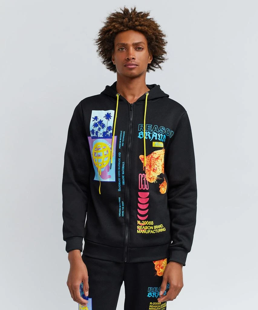 商品Reason Clothing|Smilez Zip Up Multi Placement Fleece Hoodie,价格¥75,第2张图片详细描述