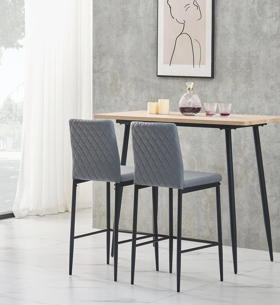商品Streamdale Furniture|Streamdale Modern Gray Bar Chair Set,价格¥1186,第4张图片详细描述