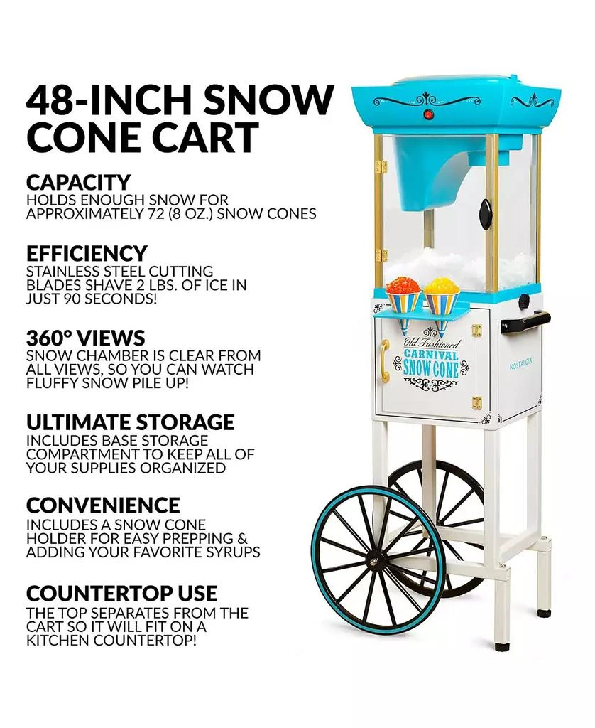 商品Nostalgia|SCC399 Snow Cone Cart - 48 Inches Tall,价格¥1196,第5张图片详细描述