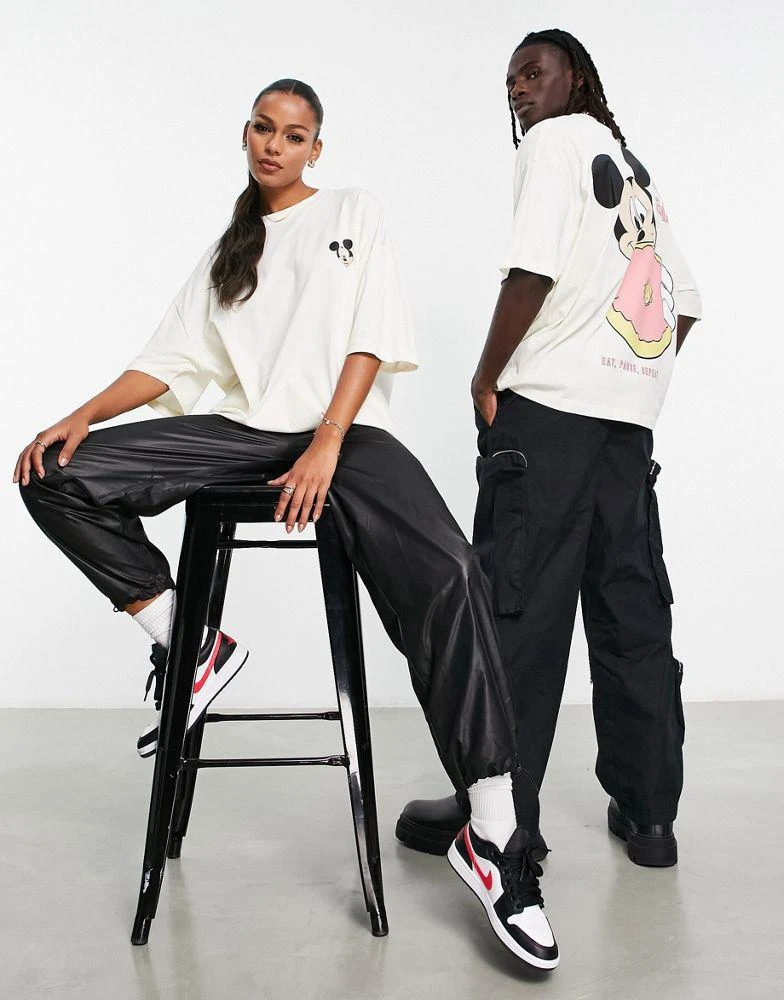 商品ASOS|ASOS DESIGN unisex oversized t-shirt with Disney Mickey Thanksgiving print in stone,价格¥245,第2张图片详细描述