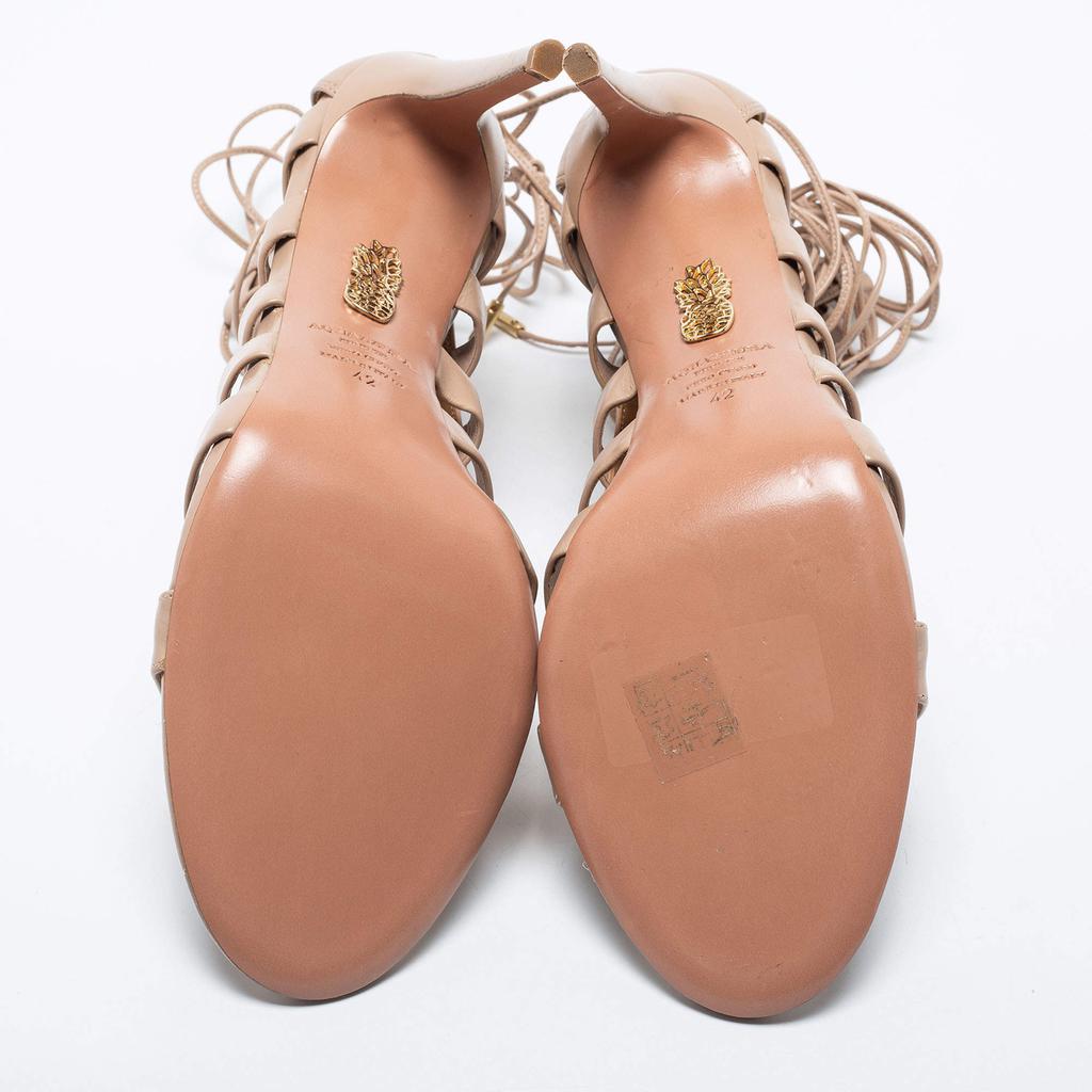 Aquazzura Beige Leather Amazon Gladiator Sandals Size 42商品第6张图片规格展示
