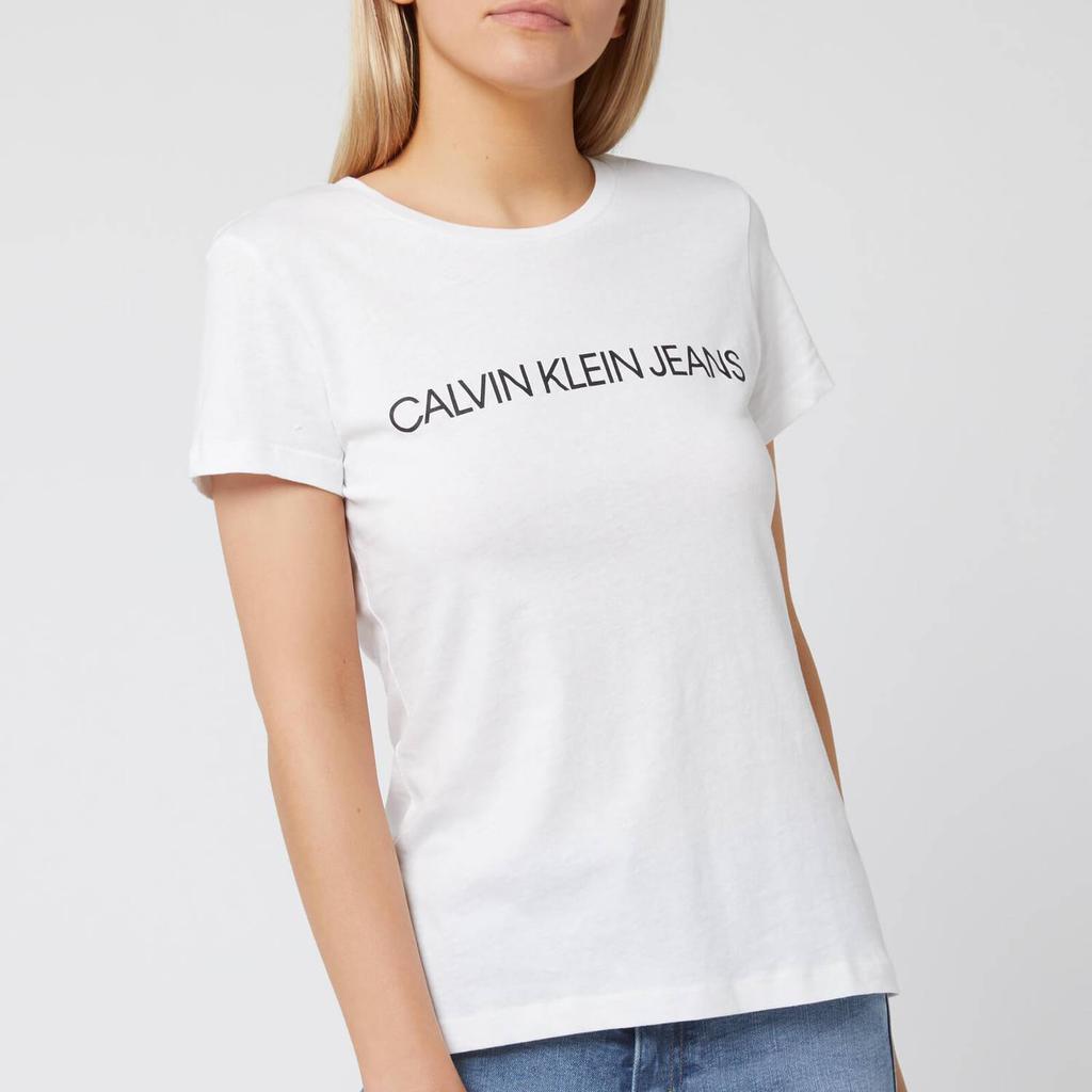 商品Calvin Klein|Calvin Klein Jeans Women's Institutional Logo Slim Fit T-Shirt - Bright White,价格¥149,第1张图片