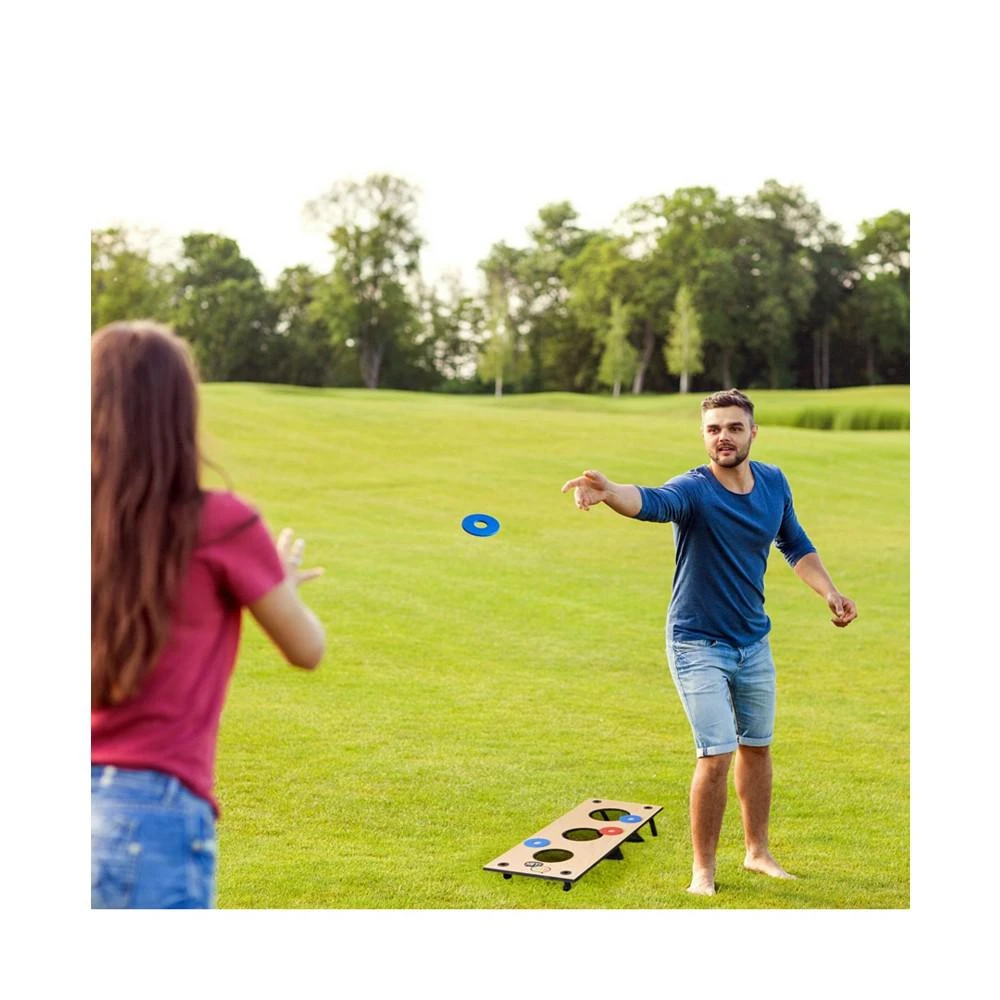 Hey Play 2-In-1 Washer Pitch And Beanbag Toss Set - Indoor Or Outdoor Wooden Classic Team Backyard And Tailgate Party Games For Kids And Adults 商品