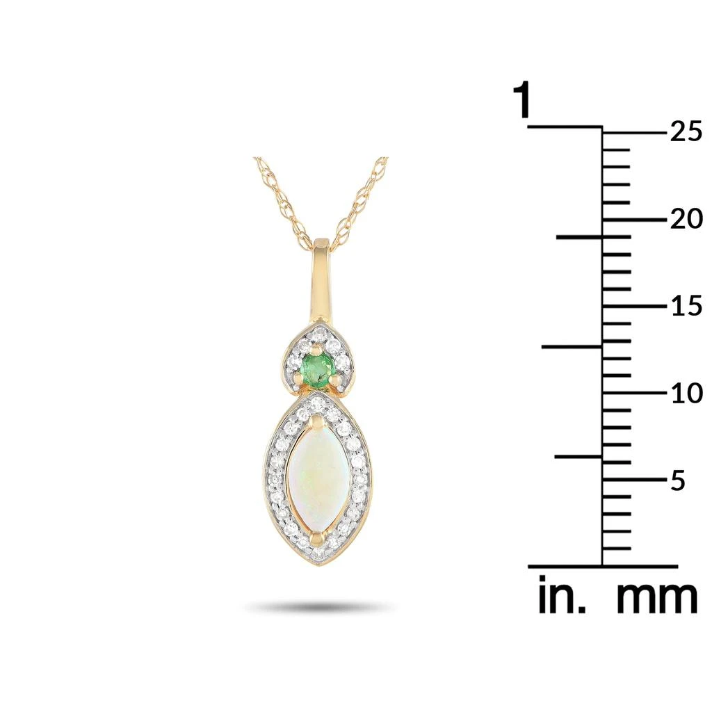 商品LB Exclusive|14K Yellow Gold 0.07ct Diamond, Opal, and Emerald Necklace PD4-16299YOPEM,价格¥1817,第4张图片详细描述