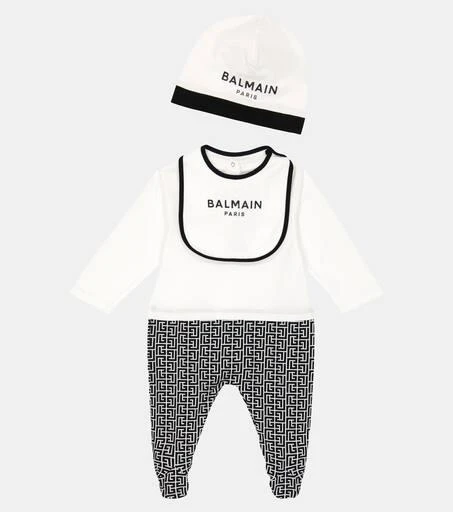 商品Balmain|婴幼儿 — 连身衣围兜与帽子套装,价格¥2730,第2张图片详细描述