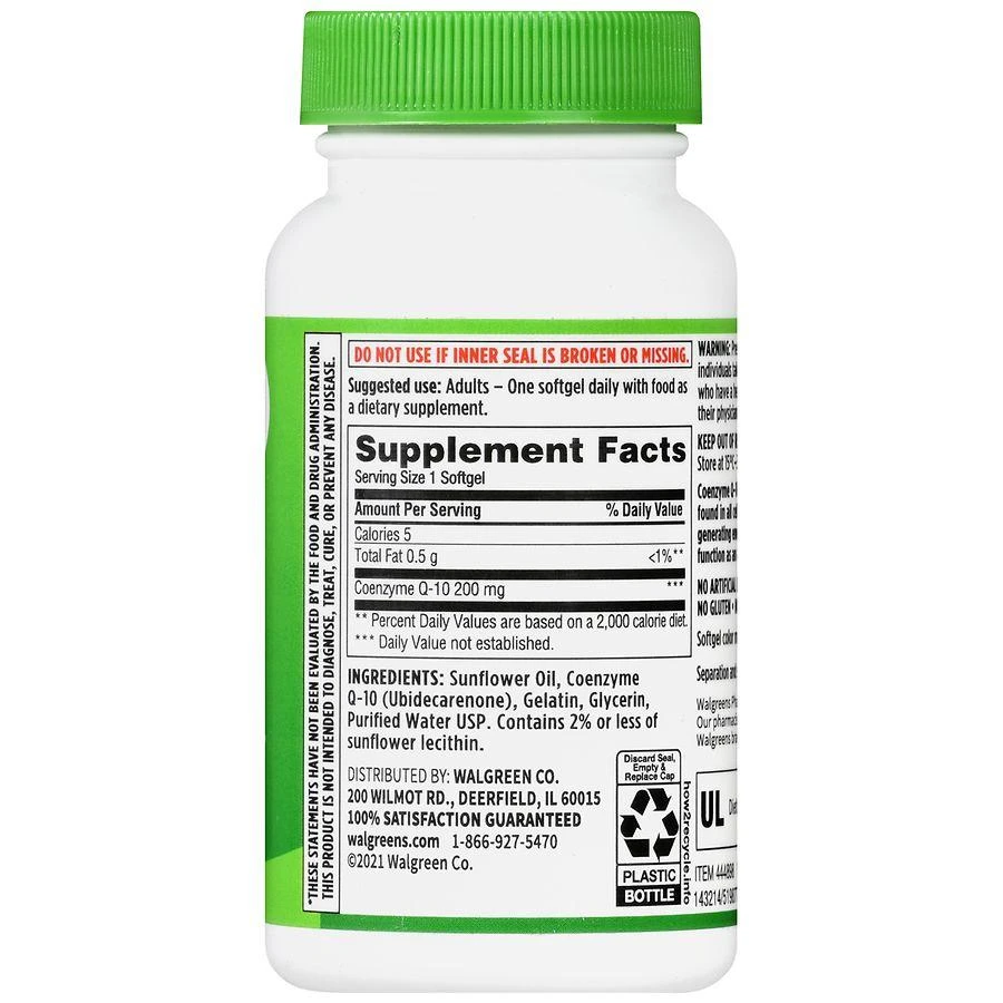 商品Walgreens|CoQ-10 200 mg Softgels (90 days),价格¥417,第4张图片详细描述