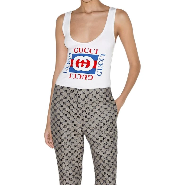 商品[国内直发] Gucci|古驰 品牌Logo圆领无袖背心 女款 白色,价格¥4277,第5张图片详细描述
