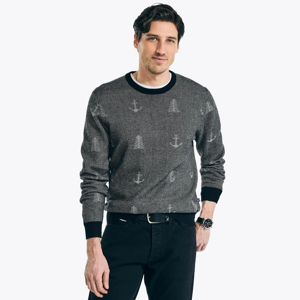 商品Nautica|Nautica Mens Sustainably Crafted Jacquard Printed Crewneck Sweater,价格¥839,第1张图片