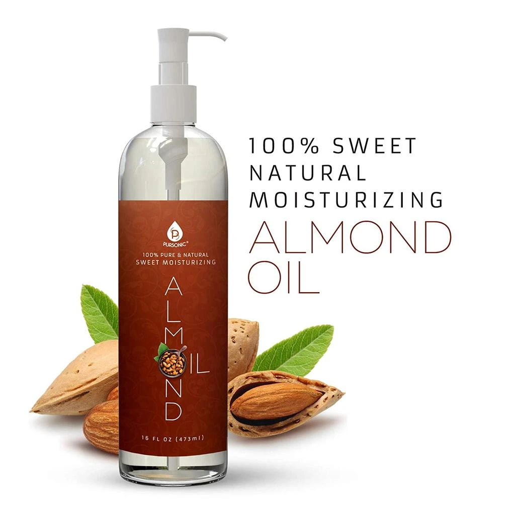 商品PURSONIC|100% Natural Sweet Almond oil- for Aromatherapy, Essential oils, Moisturizing, and Massage,价格¥165,第2张图片详细描述