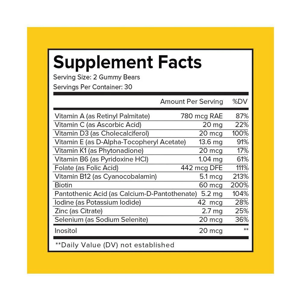 商品Nutriumph|KIDS MULTIVITAMIN GUMMIES - Vitamin A, C, D3, E and Zinc Supplements for Immunity, Strong Bones & Energy | 60 gummy bears,价格¥108,第2张图片详细描述