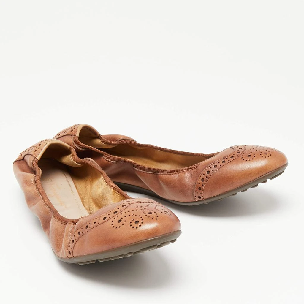 商品[二手商品] Salvatore Ferragamo|Salvatore Ferragamo Brown Brogue Leather Scrunch Ballet Flats Size 40.5,价格¥1562,第4张图片详细描述