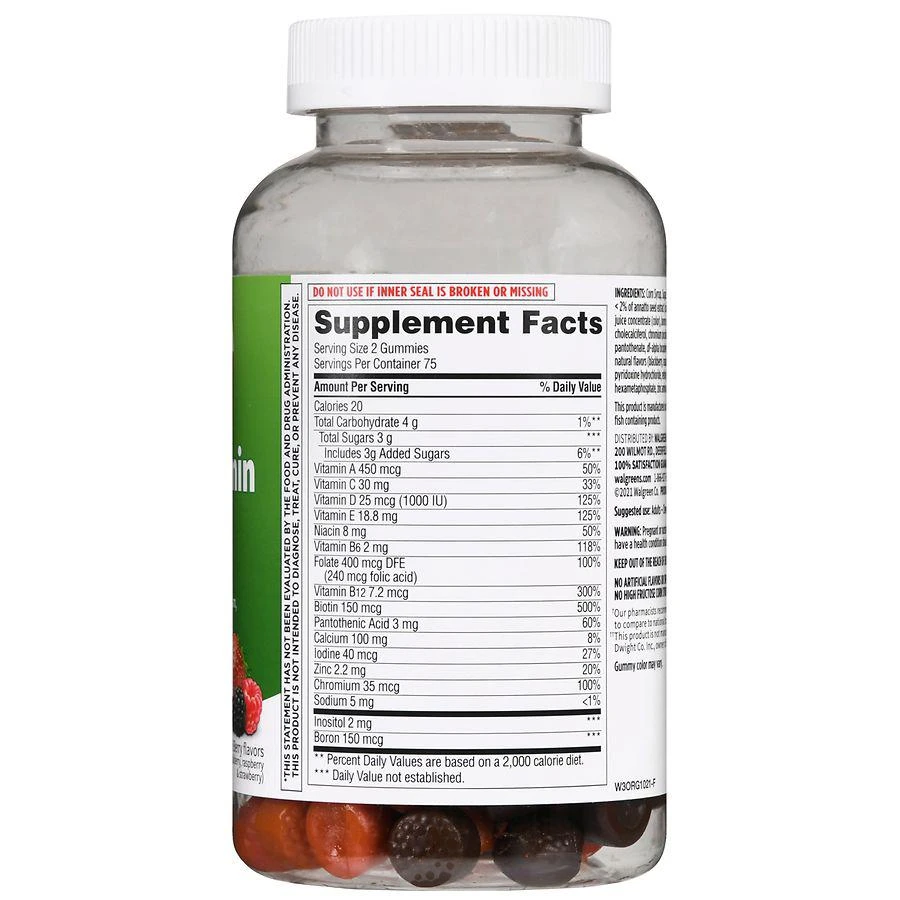 商品Walgreens|Women's Multivitamin Gummies Natural Berry,价格¥104,第3张图片详细描述
