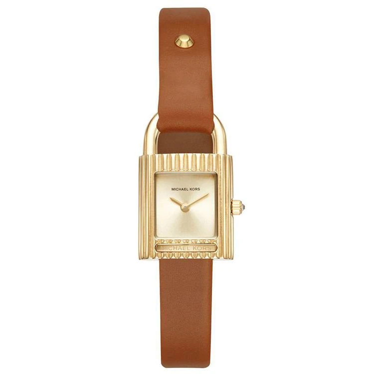 商品Michael Kors|Women's Isadore Brown Leather Strap Watch 22x24mm,价格¥875,第1张图片