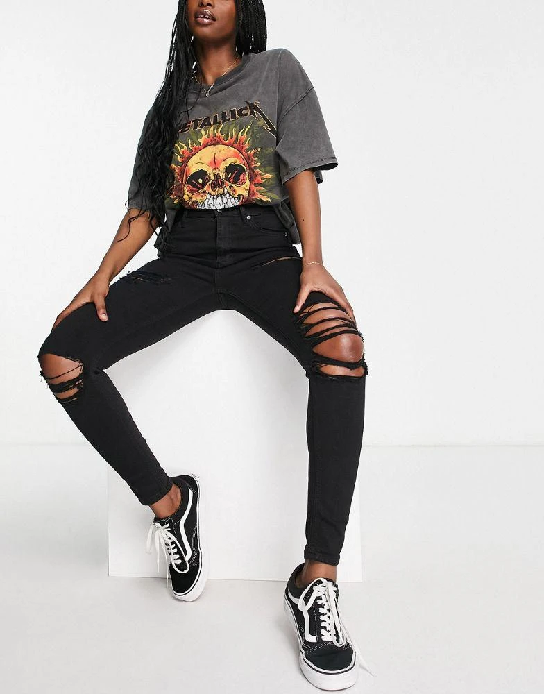 商品Topshop|Topshop Jamie rip jean in black,价格¥293,第1张图片