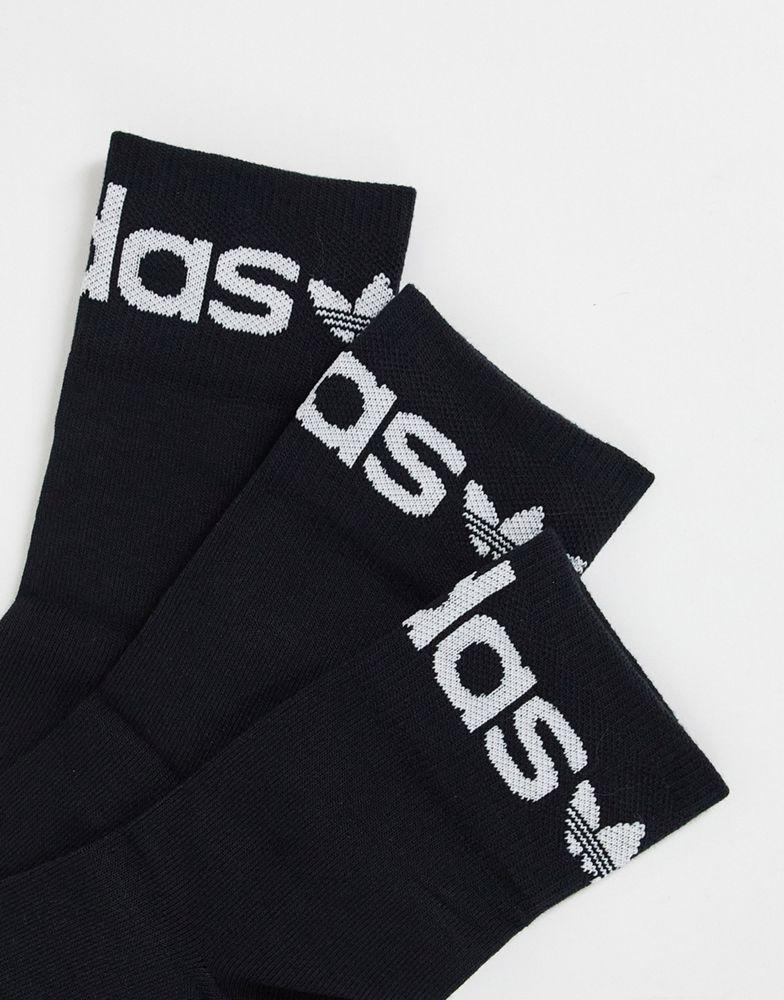 adidas Originals 3 pack fold cuff crew socks in black商品第3张图片规格展示