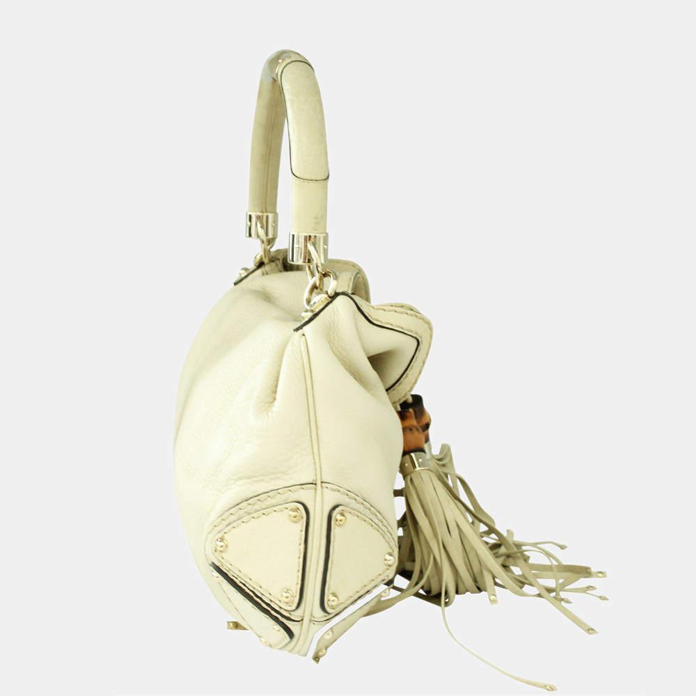 商品[二手商品] Gucci|Gucci Ivory Indy Bamboo Tassel Hobo Bag,价格¥7268,第7张图片详细描述