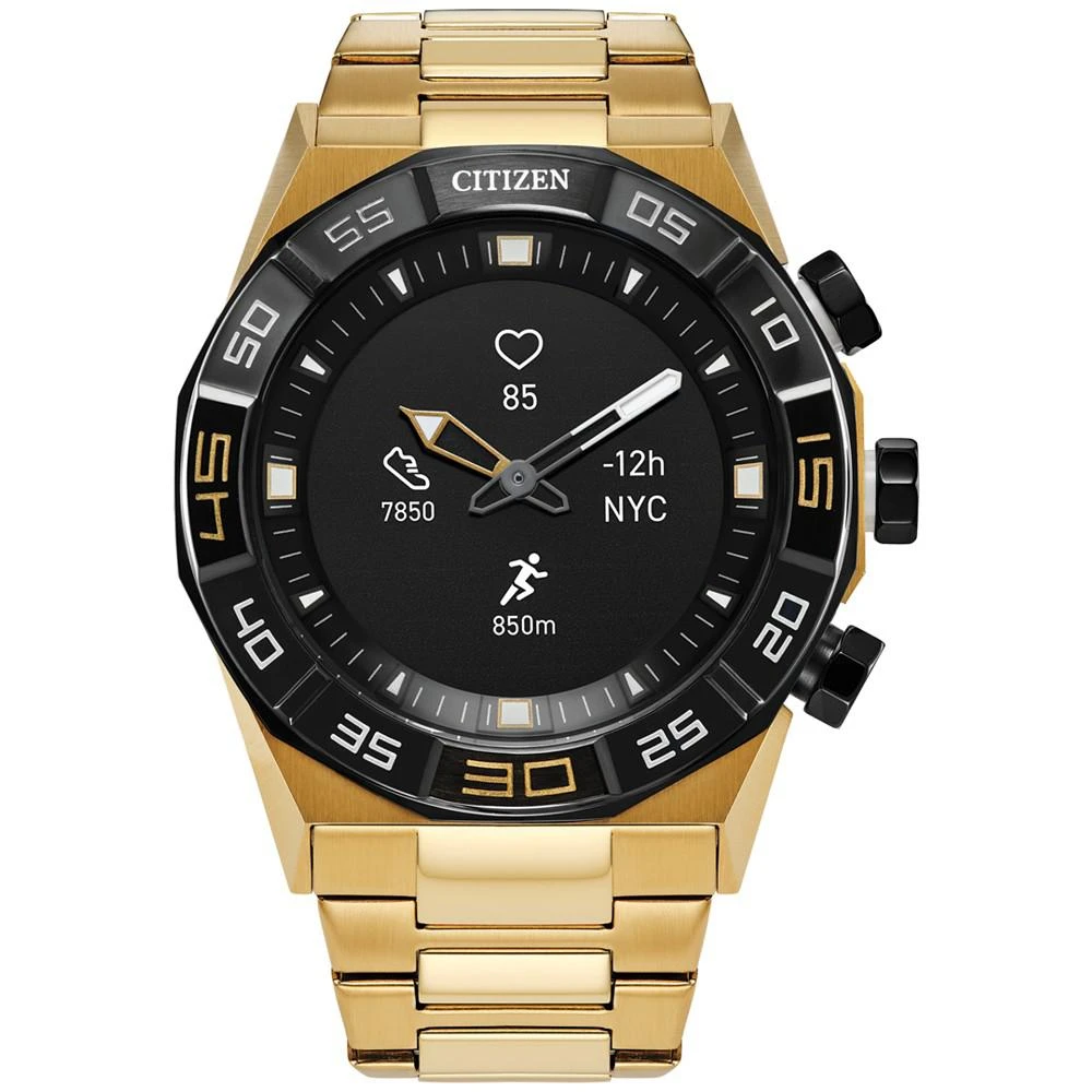 商品Citizen|Men's CZ Smart Hybrid HR Gold-Tone Stainless Steel Bracelet Smart Watch 44mm,价格¥1908,第1张图片