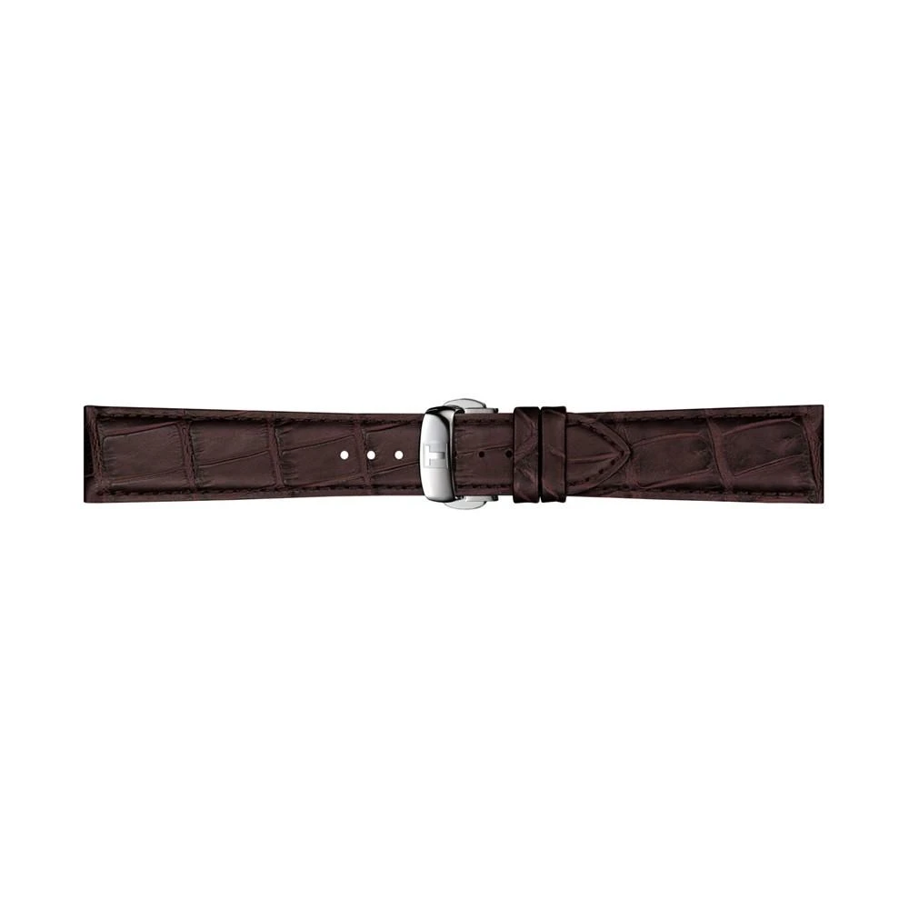 商品Tissot|Men's Swiss Automatic Powermatic 80 Silicium Brown Leather Strap Watch 40mm,价格¥3920,第5张图片详细描述