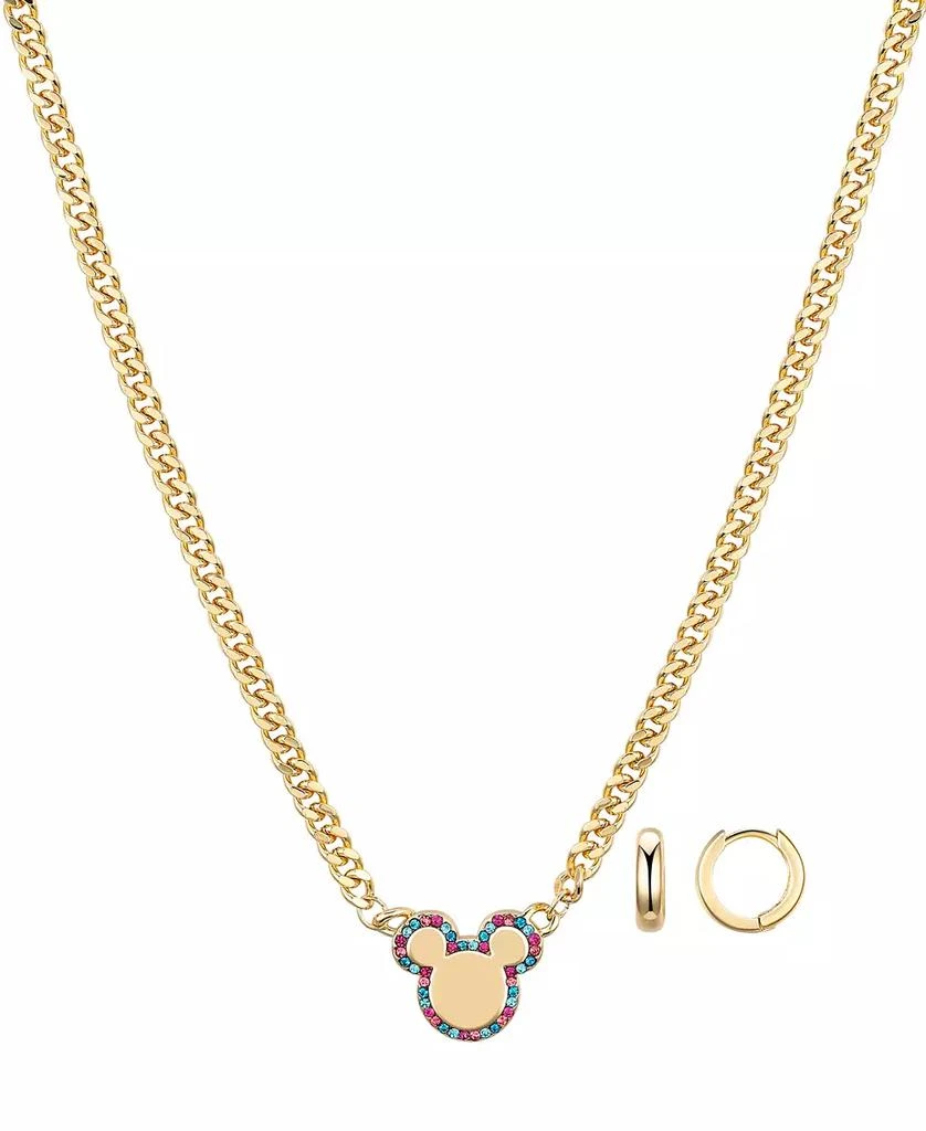 商品Disney|Multi Color Crystal Mickey Mouse Necklace and Hoop Earring Set,价格¥112,第1张图片