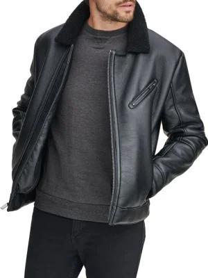 商品Marc New York by Andrew Marc|Maxton Faux Shearling Collar Moto Jacket,价格¥943,第1张图片