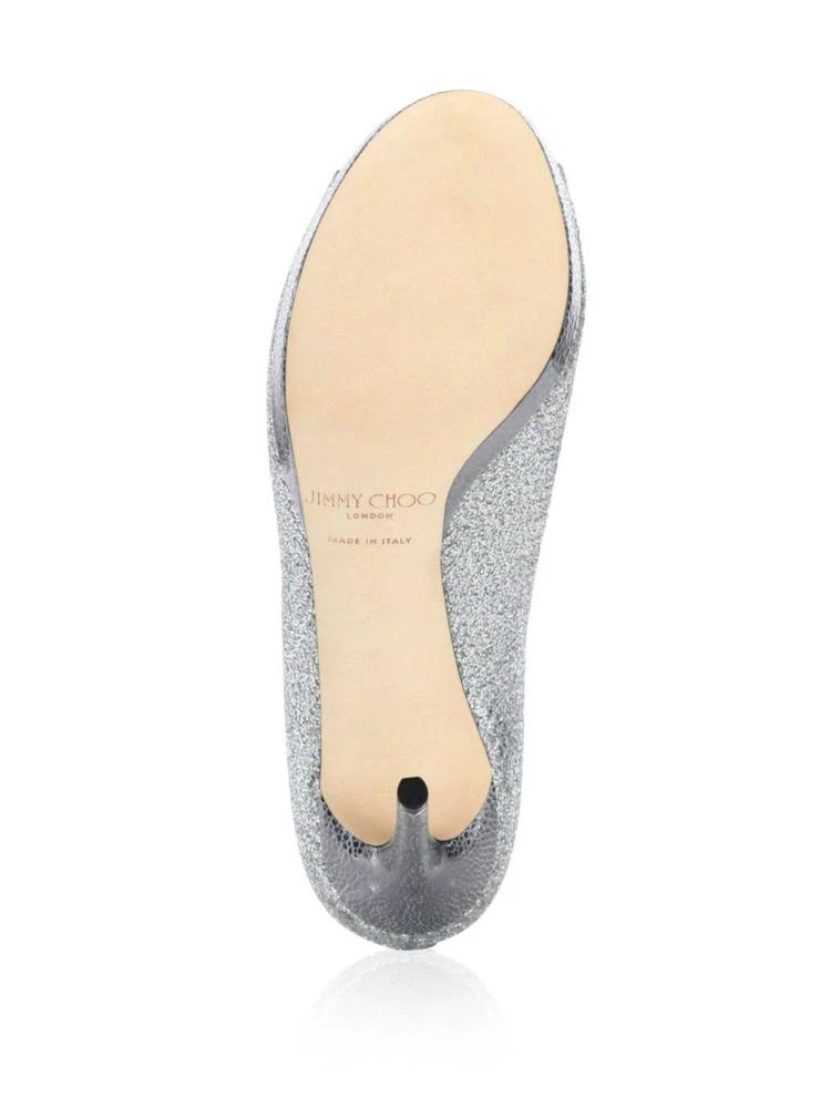 商品Jimmy Choo|Luna 100 Leather & Glitter Peep Toe Pumps,价格¥2084,第5张图片详细描述