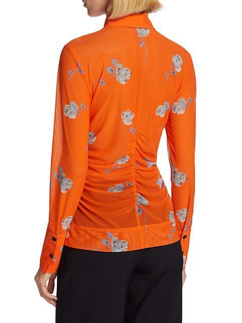 商品Ganni|Ruched Floral Mesh Shirt,价格¥1827,第7张图片详细描述