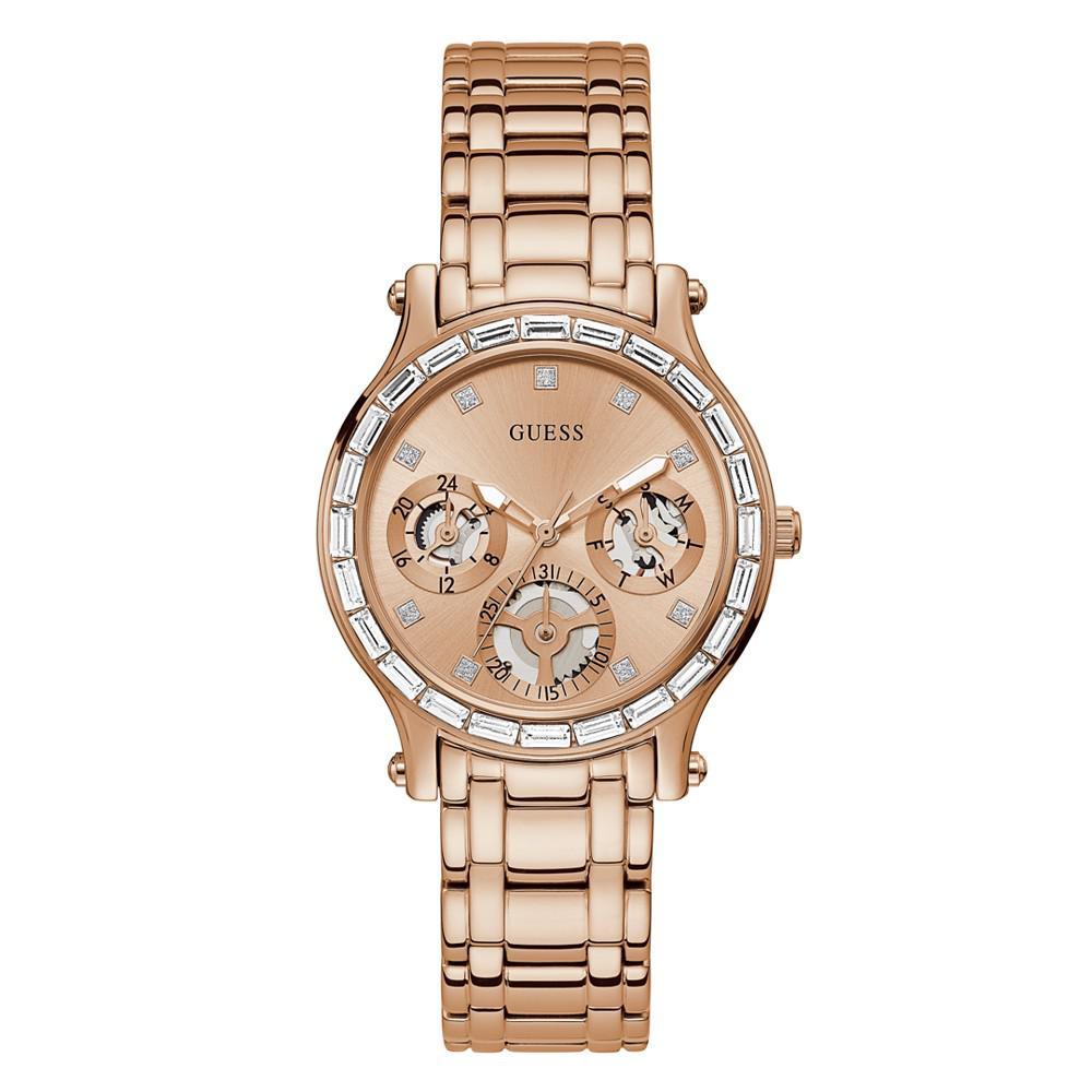 商品GUESS|Women's Rose Gold-Tone Glitz Stainless Steel Bracelet Watch, 38mm,价格¥1459,第1张图片