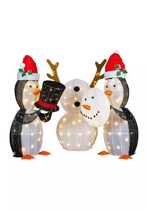 商品Northlight|Set of 3 LED Lighted Penguins Building Snowman Outdoor Christmas Decoration 35Inch,价格¥8870,第1张图片