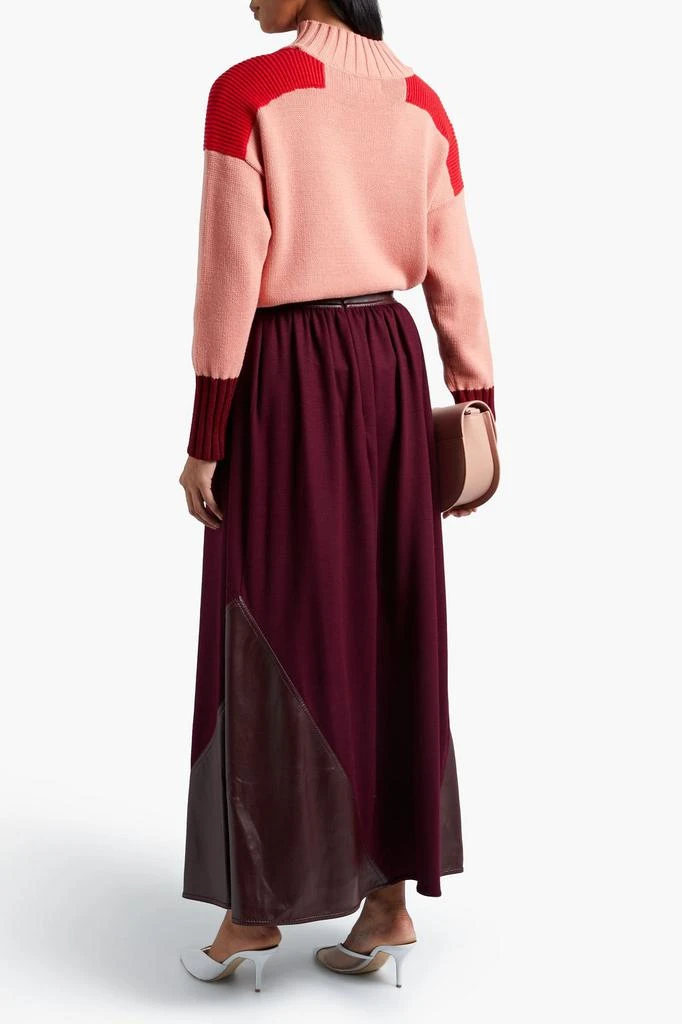 商品ROKSANDA|Pola faux leather-paneled wool maxi skirt,价格¥1993,第1张图片