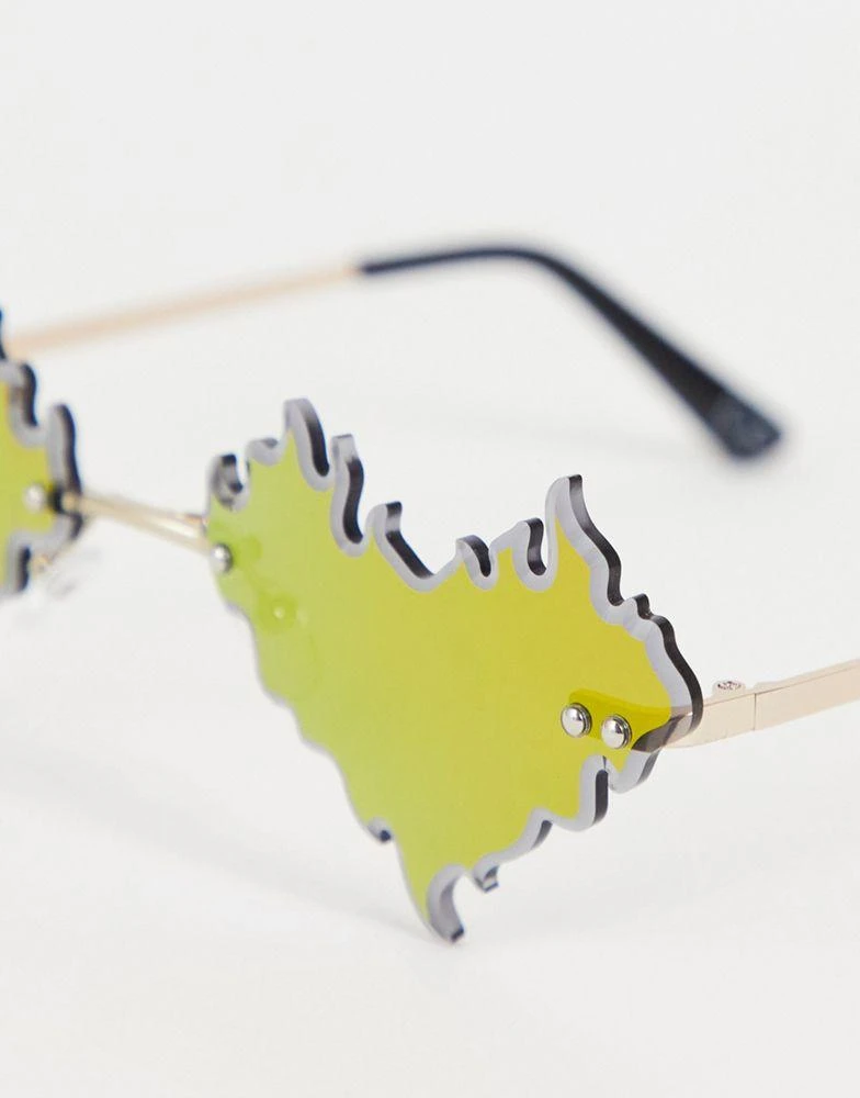 商品ASOS|ASOS DESIGN rimless fashion sunglasses with flaming hearts with red mirror lens,价格¥74,第4张图片详细描述