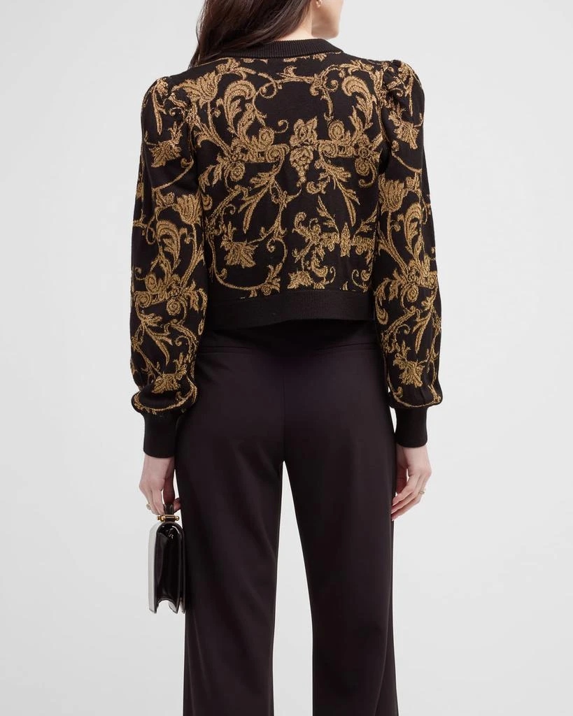 Kitty Baroque-Print Puff-Sleeve Cardigan 商品