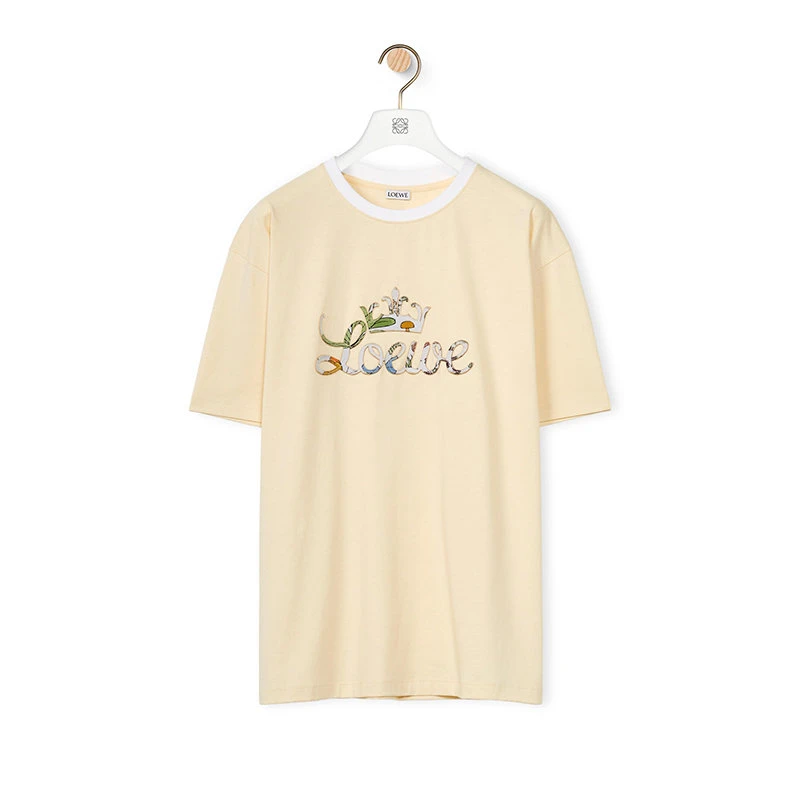 商品Loewe|【预售3-7天】LOEWE/罗意威 22年春夏新款 女士淡褐色纯棉花卉王冠贴花短袖T恤S800Y22X02-2370,价格¥2683,第4张图片详细描述